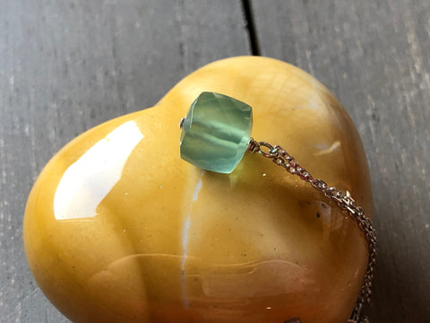 Green cube aventurine bead pendant necklace