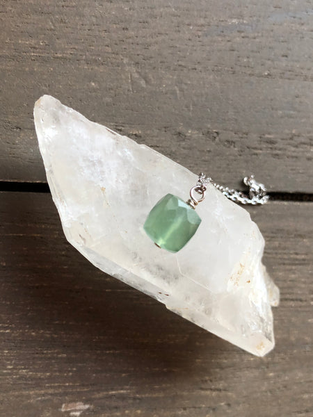 Green cube aventurine bead pendant necklace