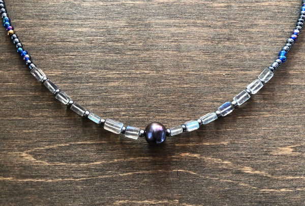 Purple pearl mermaid necklace