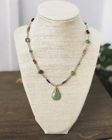 Spring multi stone necklace