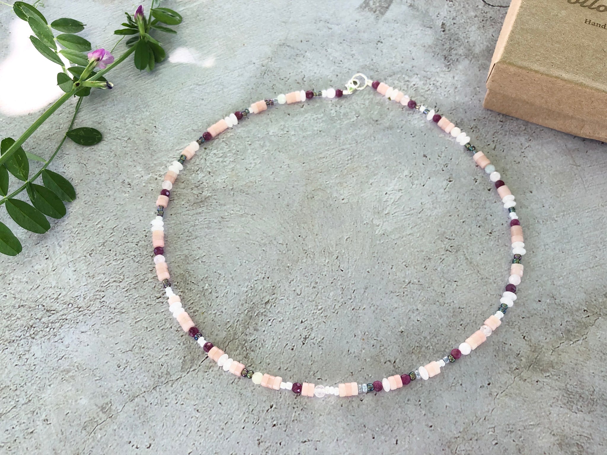 Strawberry quartz Pink Ruby beads necklace