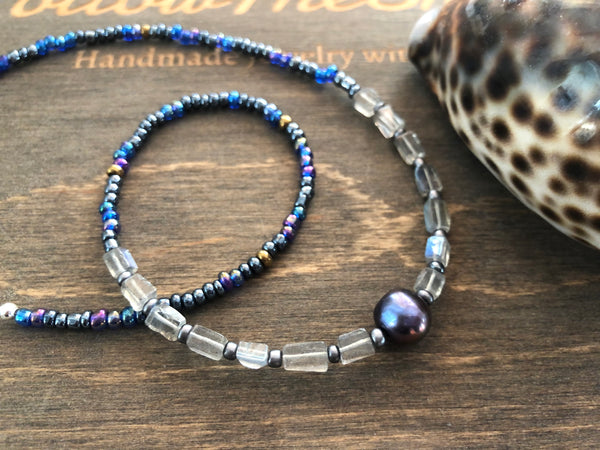 Purple pearl mermaid necklace