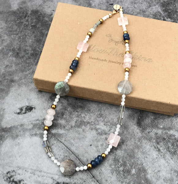 Rose quartz Labradorite necklace