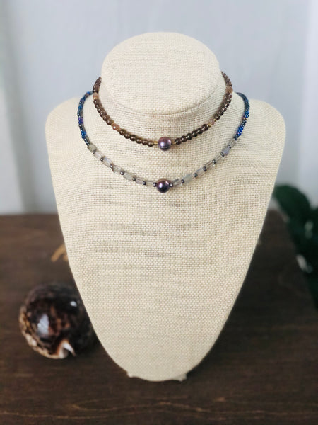 Purple pearl mermaid necklace