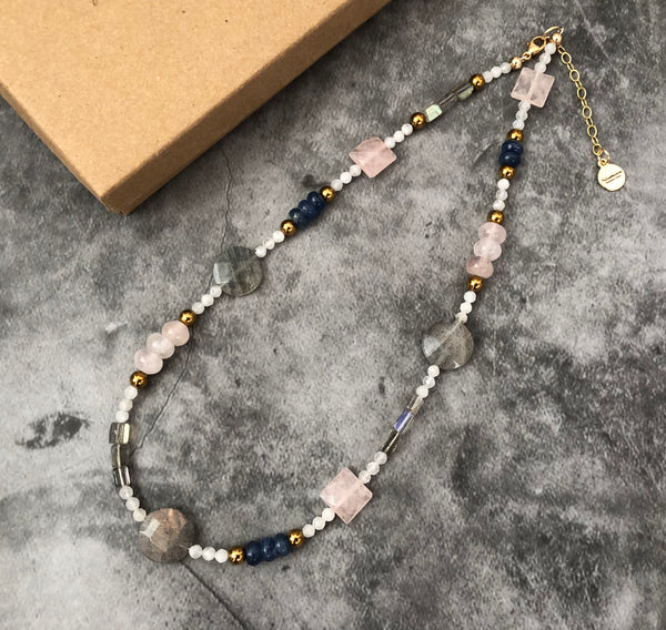 Rose quartz Labradorite necklace