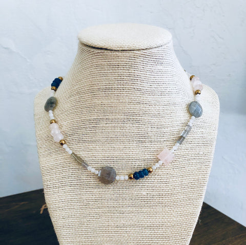 Rose quartz Labradorite necklace