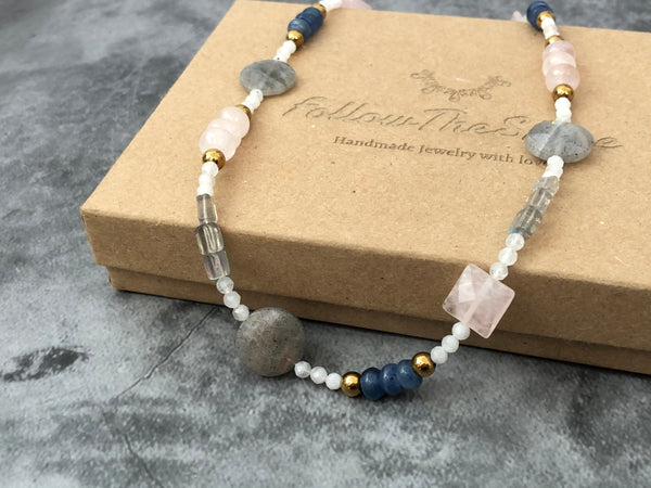 Rose quartz Labradorite necklace