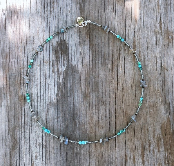 Boho summer turquoise necklace