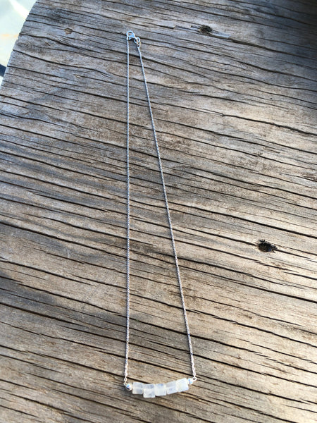 Rainbow moonstone cube chain necklace