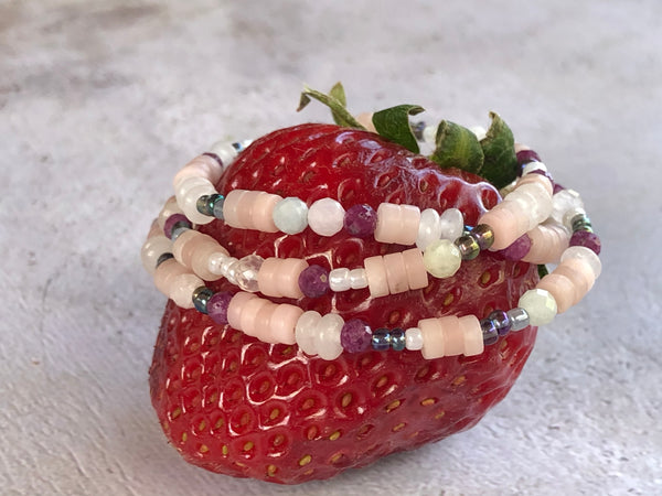 Strawberry quartz Pink Ruby beads necklace