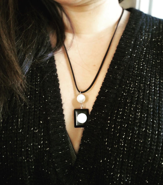 Buffalo horn pearl pendant necklace