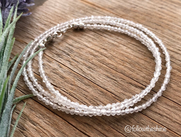 Dainty Rainbow moonstone choker necklace.