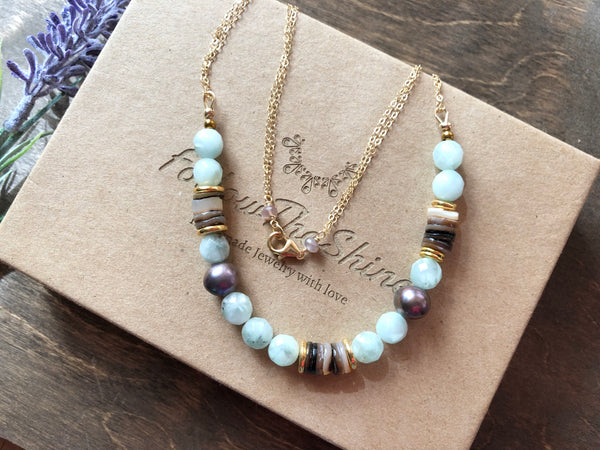 Tahitian shell beads pearl necklaces