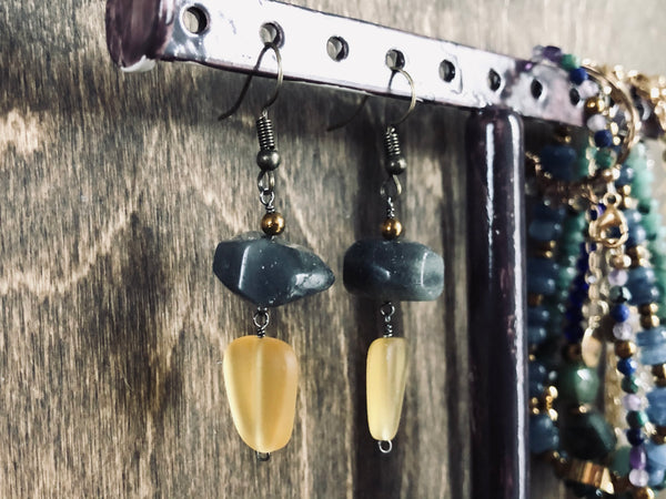 Chunky labradorite dangle earrings