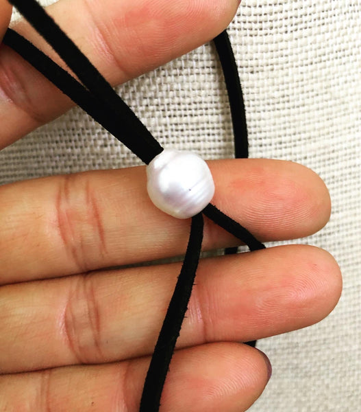 Buffalo horn pearl pendant necklace