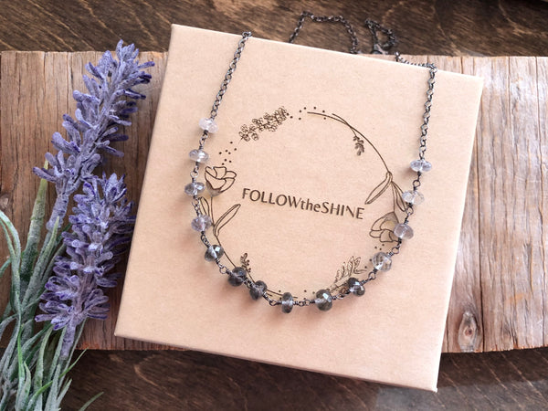 AAA ombré grey moonstone chain necklace