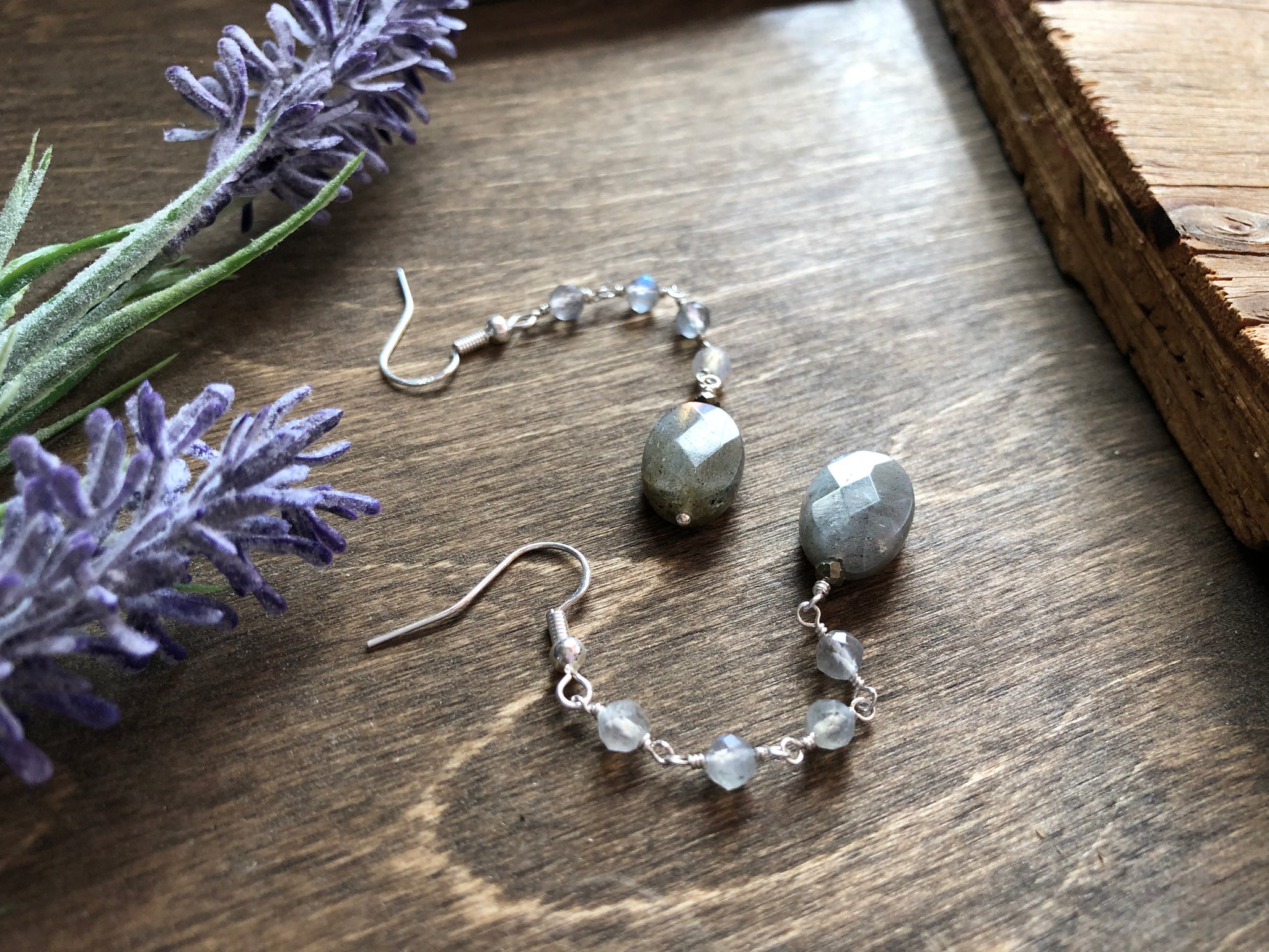 AAA quality dangle drop Labradorite earrings