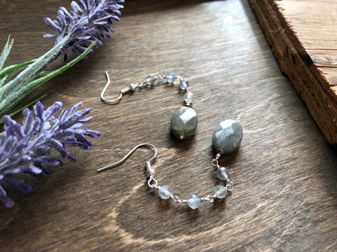 AAA quality dangle drop Labradorite earrings