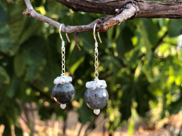 Earth labradorite moonstone earrings