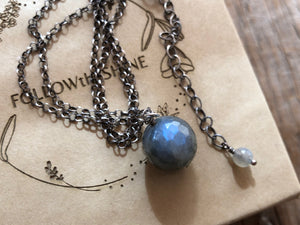 Labradorite pendant chain necklace