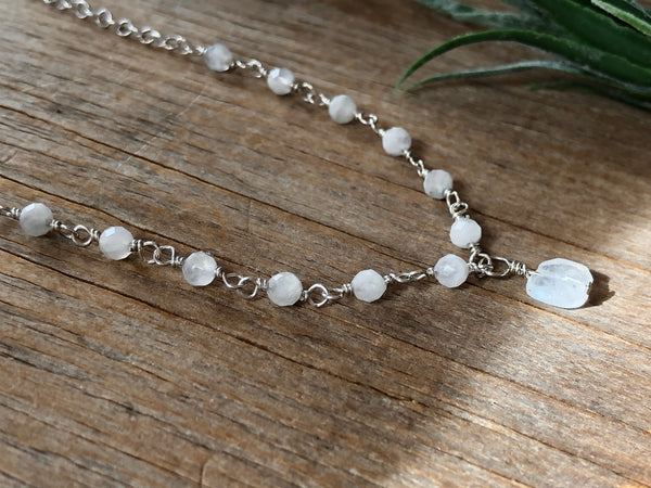 Double moonstone chain necklace