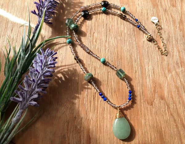 Spring multi stone necklace