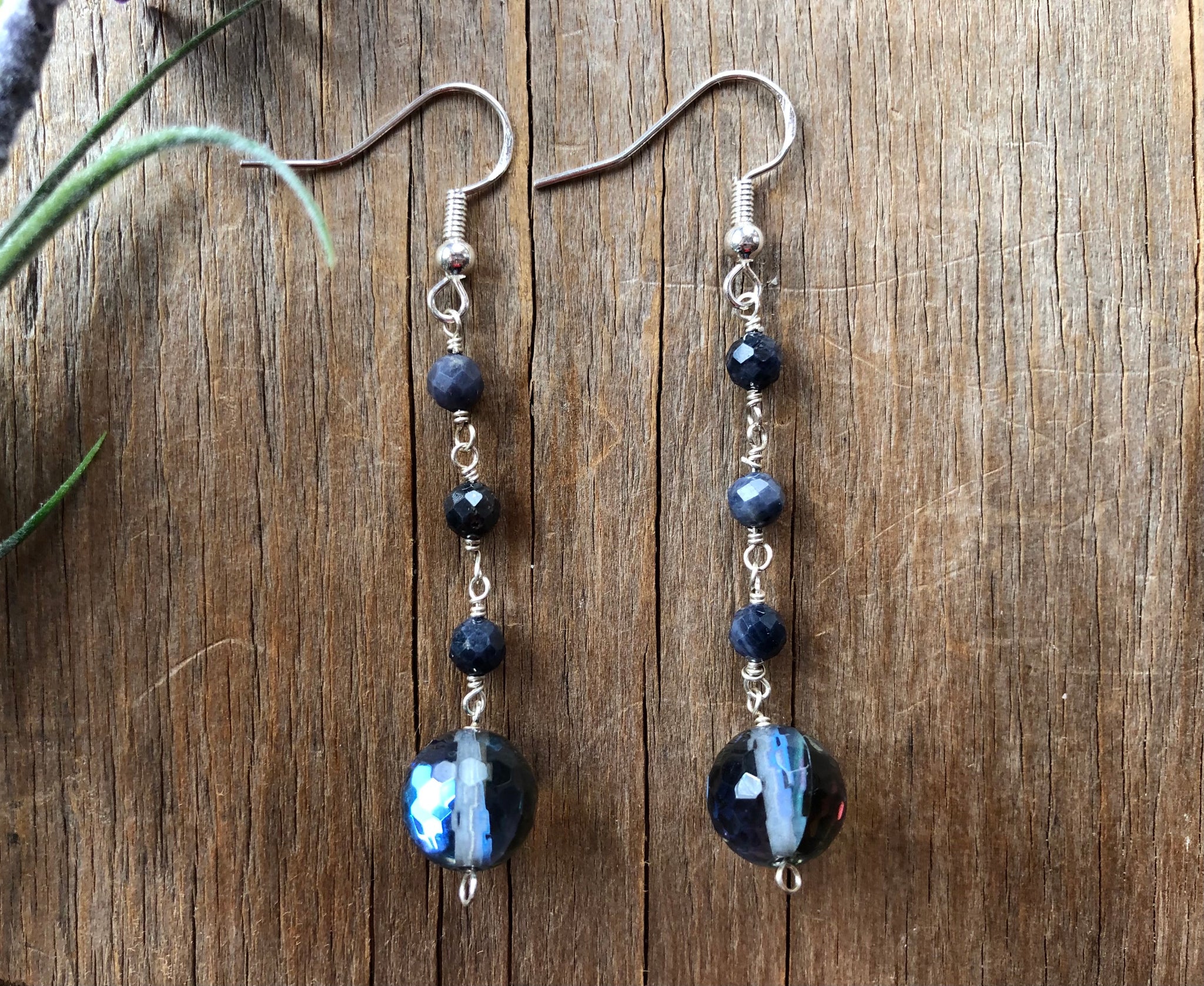 Mermaid sapphire dangle earrings