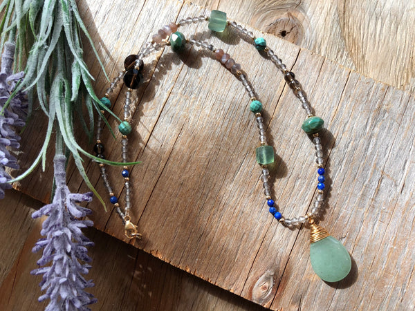 Spring multi stone necklace