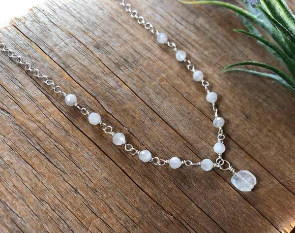 Double moonstone chain necklace