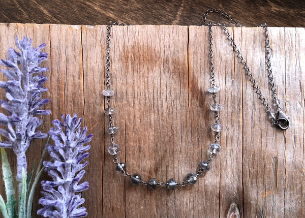 AAA ombré grey moonstone chain necklace