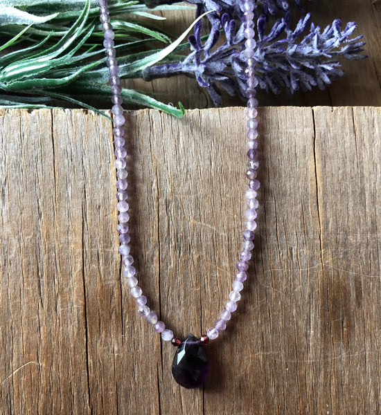 Double Amethyst tear drop necklace