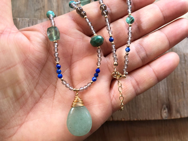 Spring multi stone necklace