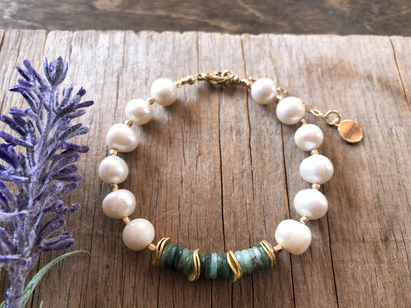 Emerald pearl mermaid bracelet