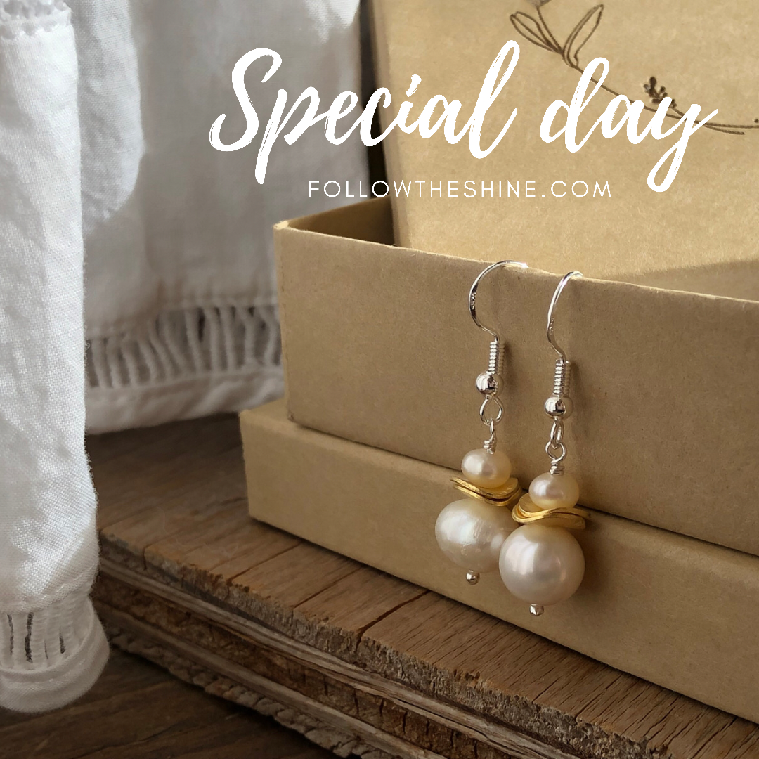 Double pearl stack earrings