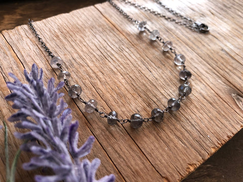 AAA ombré grey moonstone chain necklace