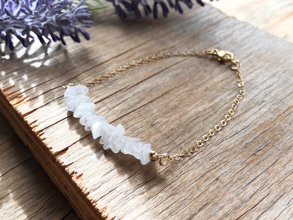 White rainbow moonstone rock candy bracelet