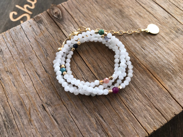 Rainbow moonstone with multi color gemstone