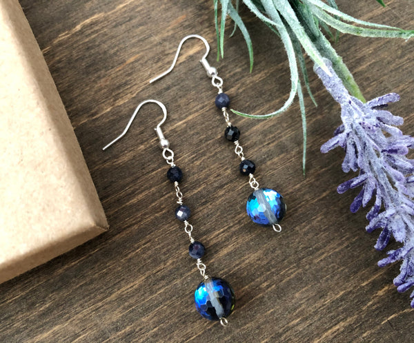 Mermaid sapphire dangle earrings