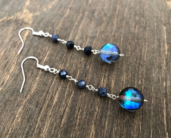 Mermaid sapphire dangle earrings