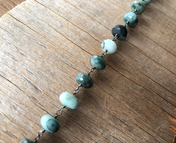 Statement raw Emerald chain bracelet