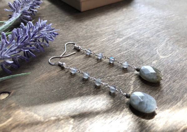 AAA quality dangle drop Labradorite earrings