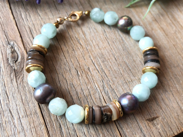 Tahitian shell beads peacock pearl bracelet