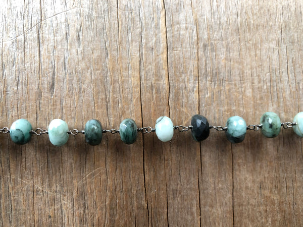 Statement raw Emerald chain bracelet