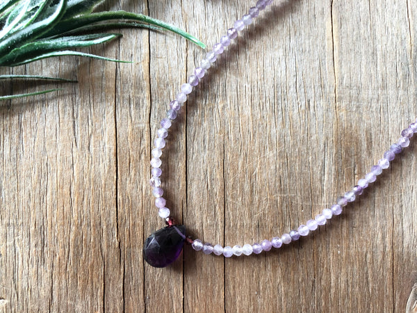 Double Amethyst tear drop necklace