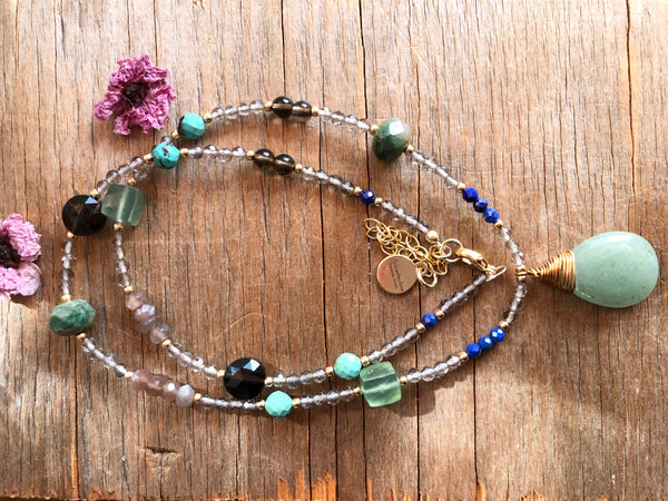 Spring multi stone necklace