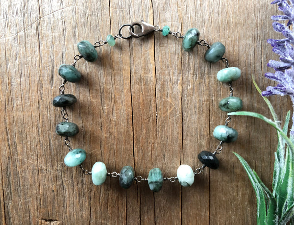 Statement raw Emerald chain bracelet