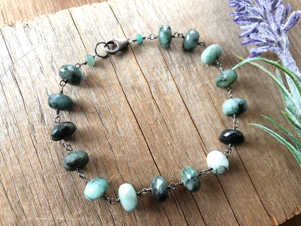 Statement raw Emerald chain bracelet