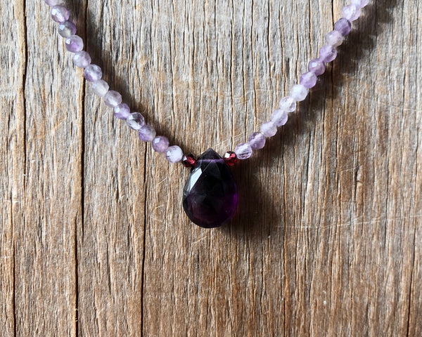 Double Amethyst tear drop necklace