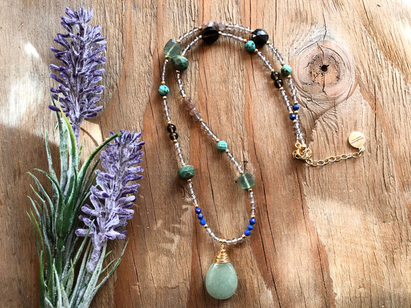 Spring multi stone necklace