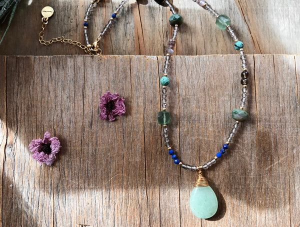 Spring multi stone necklace